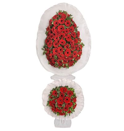  Antalya Çiçekçiler Kırmızı Gerbera İkili Sepet/Çelenk